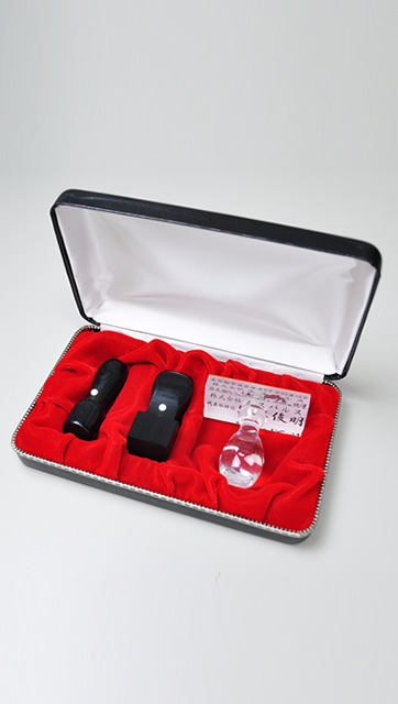 会社設立完全3点セット【B】 信玄（黒彩華）（角印21.0mm+プラスティック台）