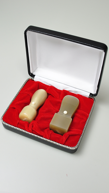 会社設立応援2点セット【D】 オランダ水牛 純白（白卸） （角印21.0mm×60mm）
