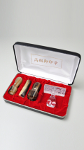 会社設立完全4点セット【A】-2 オランダ水牛 濃色（中卸）（角印21.0mm+プラスティック台）