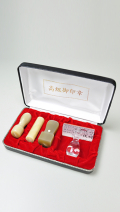 会社設立完全4点セット【A】-2 オランダ水牛 純白（白卸）（角印21.0mm+プラスティック台）