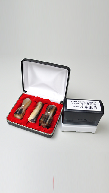 会社設立完全4点セット【A】-2 オランダ水牛 濃色（中卸）（角印24.0mm+浸透印）