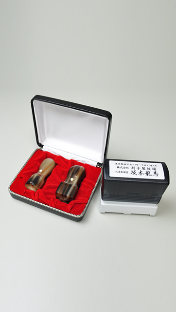 会社設立完全3点セット【B】 オランダ水牛 濃色（中卸）（角印24.0mm+浸透印）