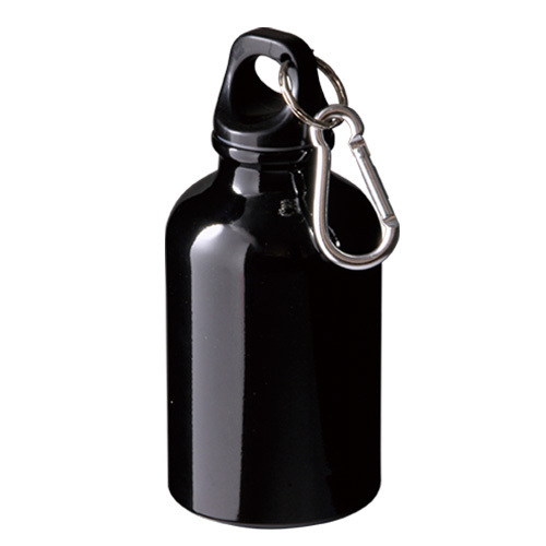 アルミボトル(300ml／ツヤあり／カラビナ付)(黒)