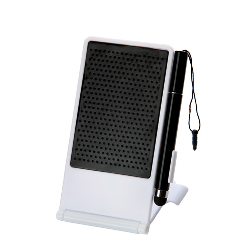 タッチペン付スマホスタンド(ボディ白/マット黒)