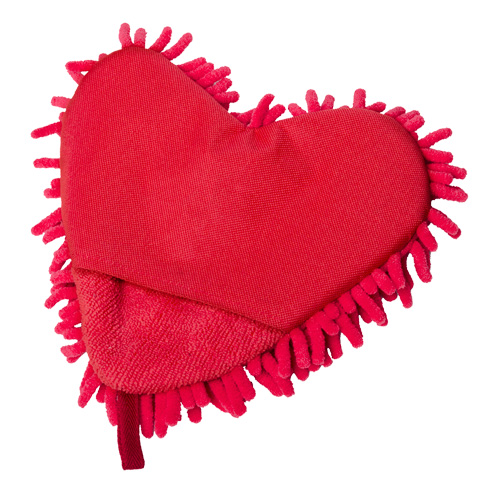 ハート型マイクロファイバーハンディモップ(赤)