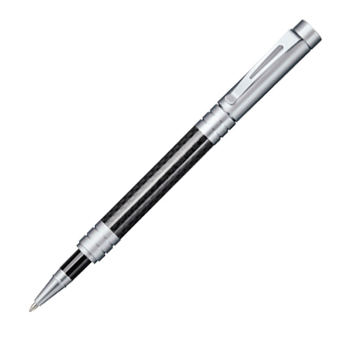 カーボンボールペン(キャップ有)アルミカラー(黒×シルバー)