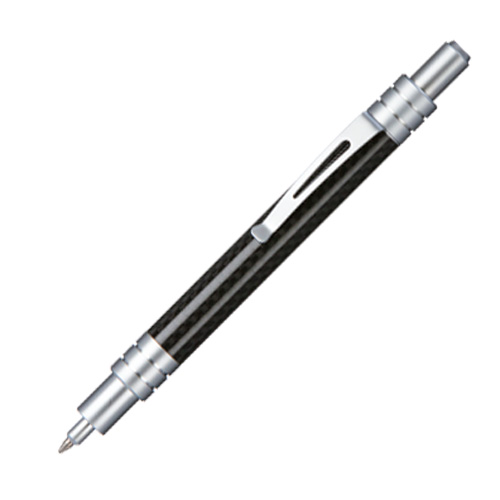 カーボンボールペン(ノック式)アルミカラー(黒×シルバー)
