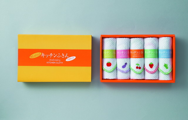 刺しゅう入キッチンふきん5枚セット