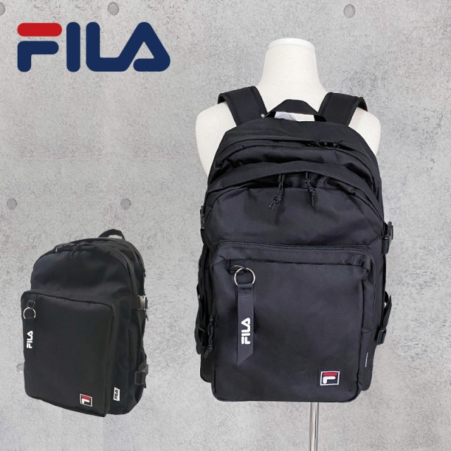 Fila 2層リュック 30l 撥水生地 Dパック デイパック バックパック 黒 ブラック 通勤