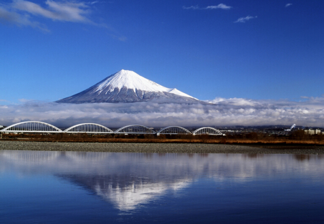 特選クリスタル富士山写真＆高級アルミ額縁セット-B001