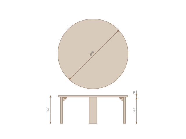 ちゃぶ台 リビングテーブル 円形　800 TEORI テオリ 和 折りたたみ