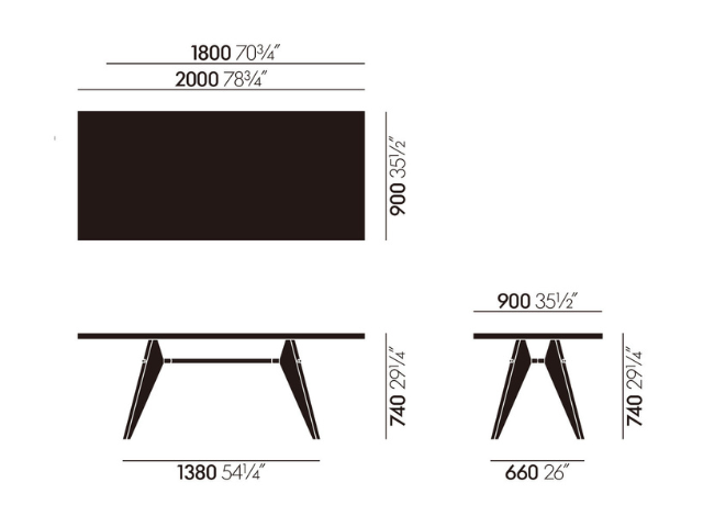 EM Table EMテーブル ダイニングテーブル vitra ヴィトラ ジャン・プルーヴェ フランスミッドセンチュリー 無垢材 ナチュラルオーク