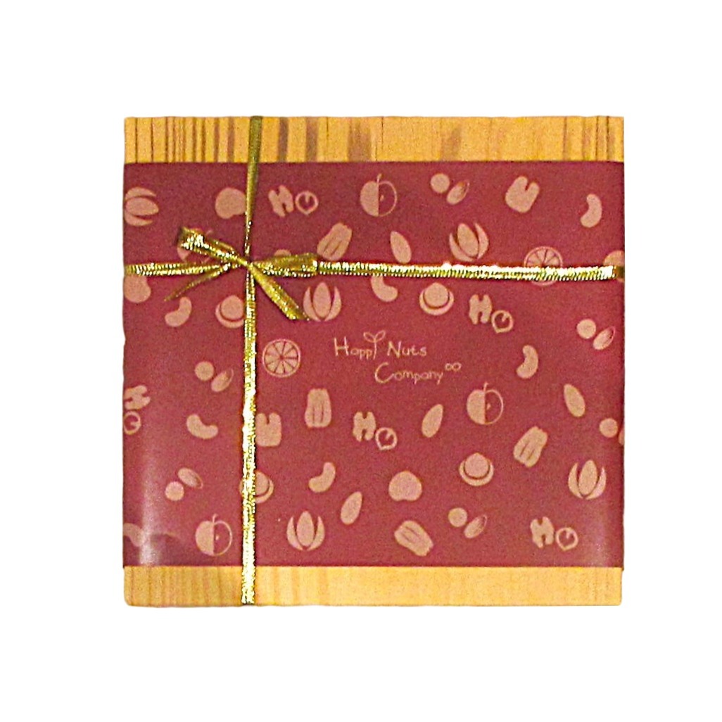 祝 記念日 誕生日 プレゼント お花 にそえる ギフト専用箱  ナッツ ドライフルーツ 選ぶ　ギフトボックス 木箱風デザイン 大箱 happynutscompany