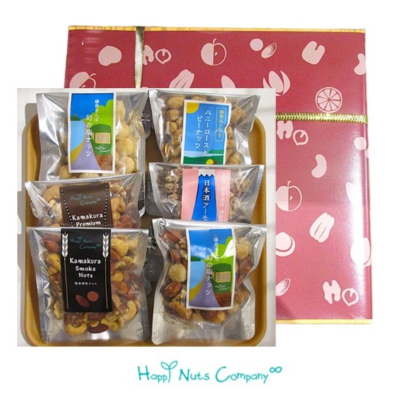 【よこはま みやげ】湘南/鎌倉ものがたり ナッツ詰め合わせ ギフト箱入り 6種類 燻製 ソルト ミックスナッツ  アーモンド マカダミア ハニーピー/公式サイト HappyNutsCompany
