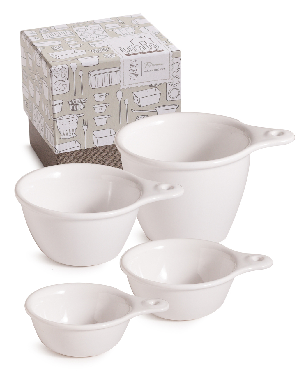 訳アリ品30％OFF　バレンタインハンドメイドにROSANNA・ロザンナ　ホワイトバンガロー　メジャーカップ4個セット　アウトレット品