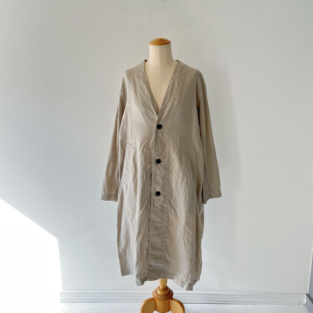 40/1リネン平織 ノーカラーコート (Women) / WEB限定 