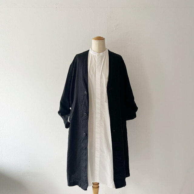 40/1リネン平織 ノーカラーコート (Women) / WEB限定 