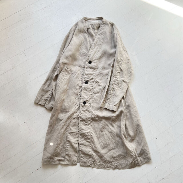 40/1リネン平織 ノーカラーコート (Women) / WEB限定 