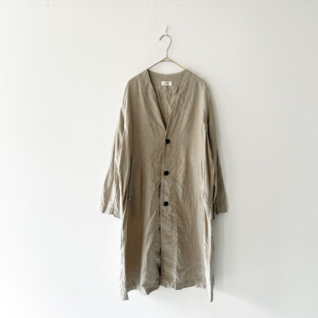 40/1リネン平織 ノーカラーコート (Women) / WEB限定 