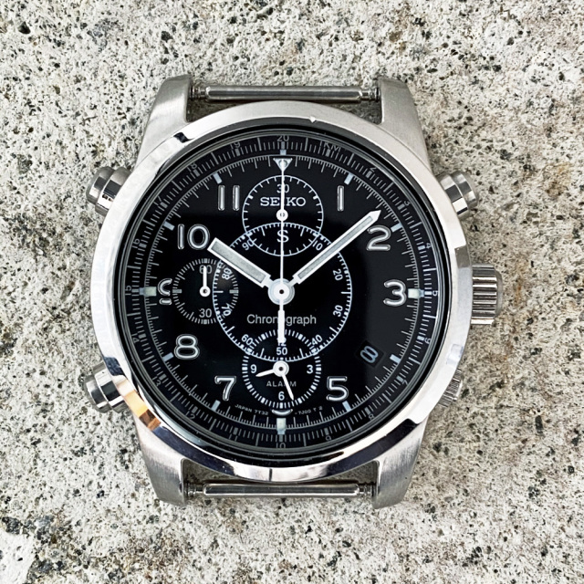 電池交換済み】SEIKO セイコー サス アラームクロノグラフ 7T32 黒