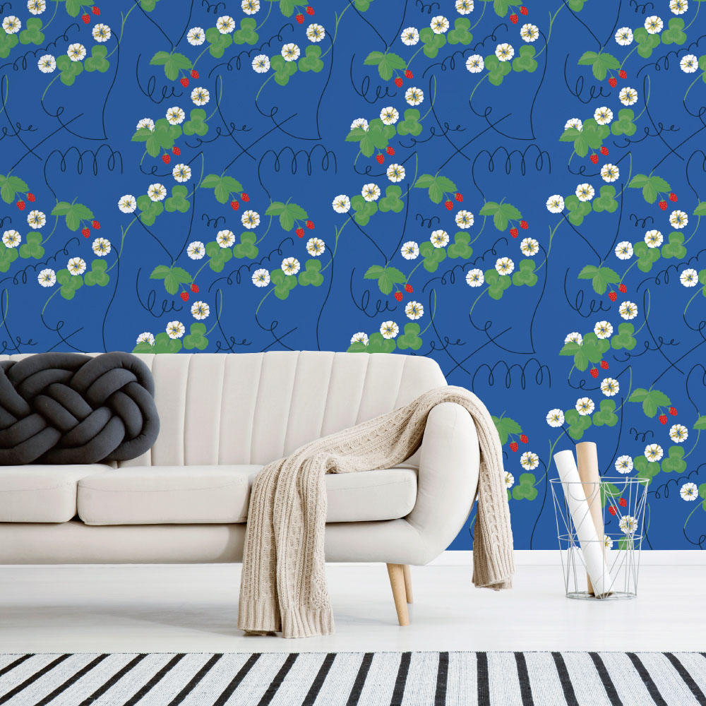 シール壁紙・AZUのイチゴとクローバー