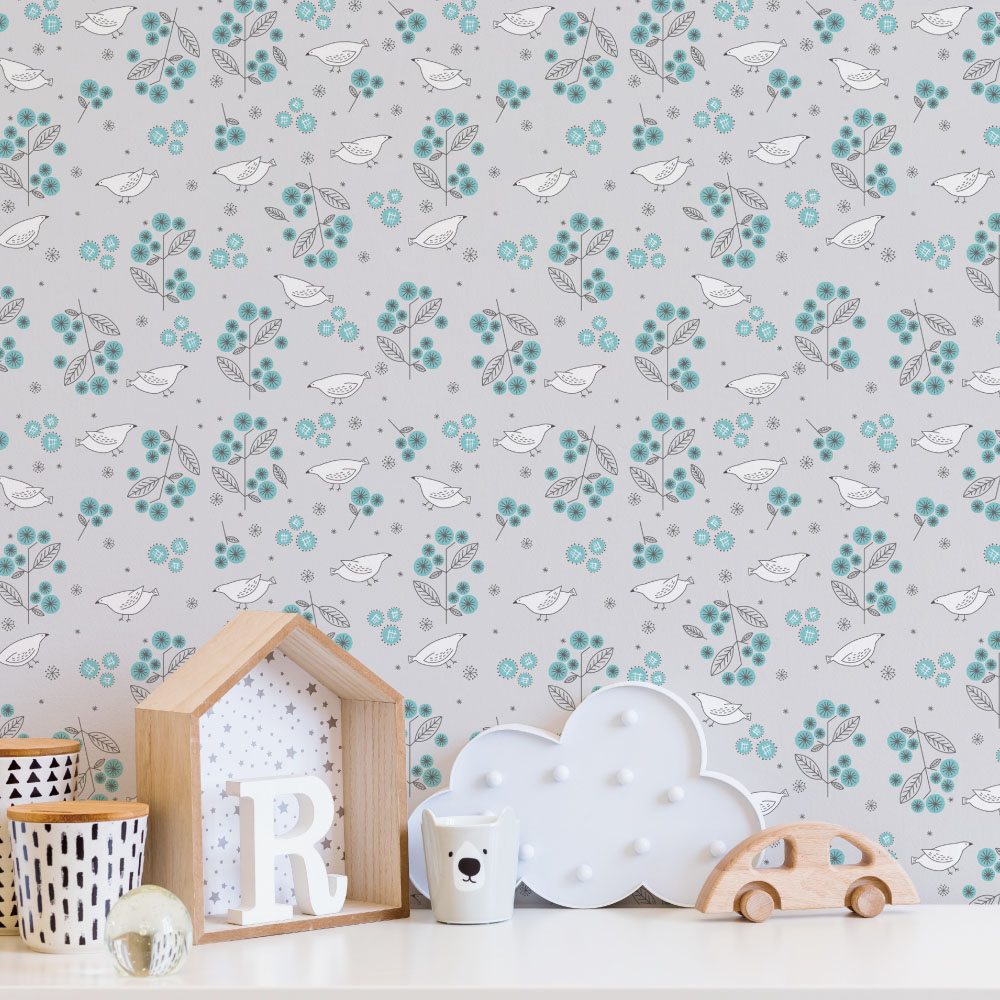 シール壁紙・Mayumi materiaaliの花とハト