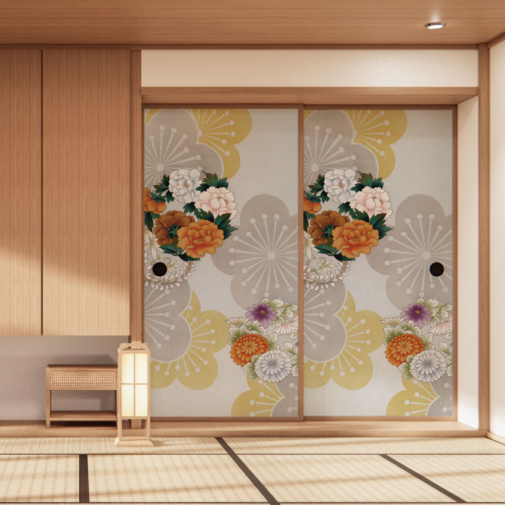 ふすま用リメイクシール・いろはなの花円
