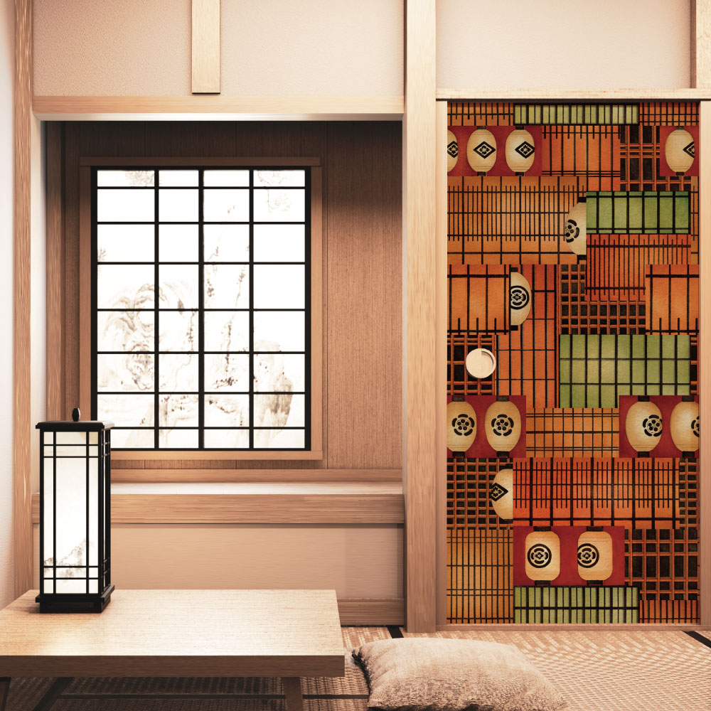 ふすま用リメイクシール・いろはなの家紋提灯