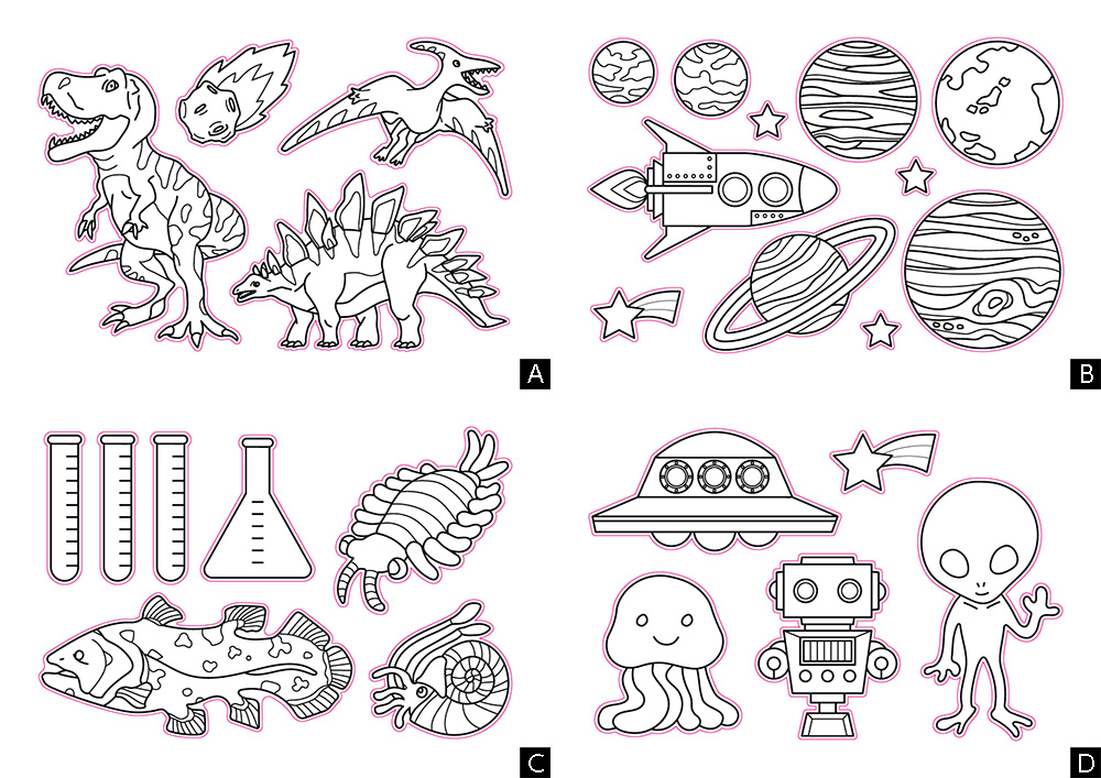 職業体験ウォールステーッカージョブろっか・博士セットぬりえパーツ