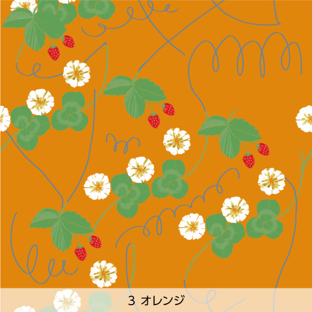 シール壁紙・AZUのイチゴとクローバー（オレンジ）
