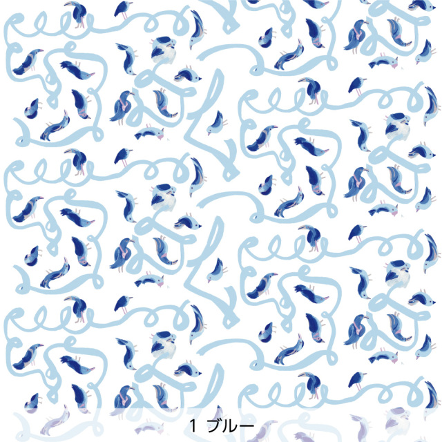 シール壁紙・AZUのおでかけバード（ブルー）
