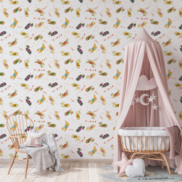 シール壁紙・小山佳菜子のMerry-go-round corgis