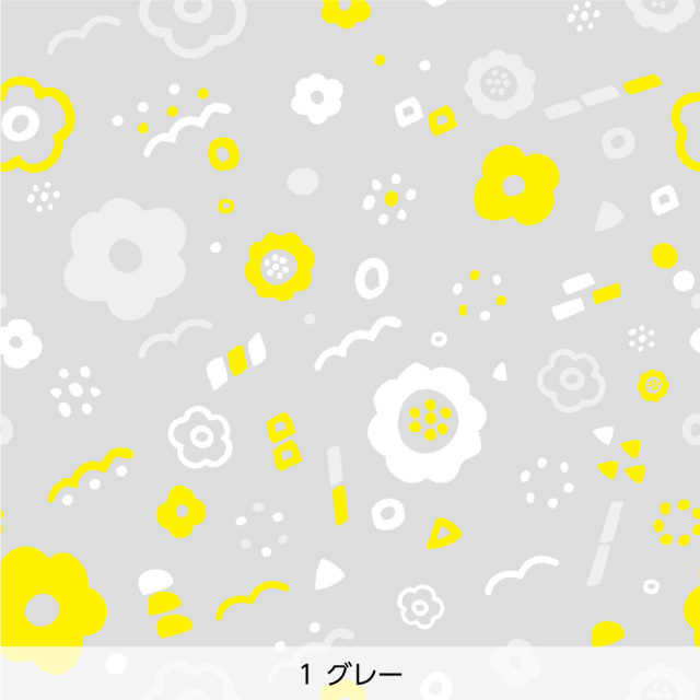 シール壁紙・りんたろうのはなとてんとせん(グレー)
