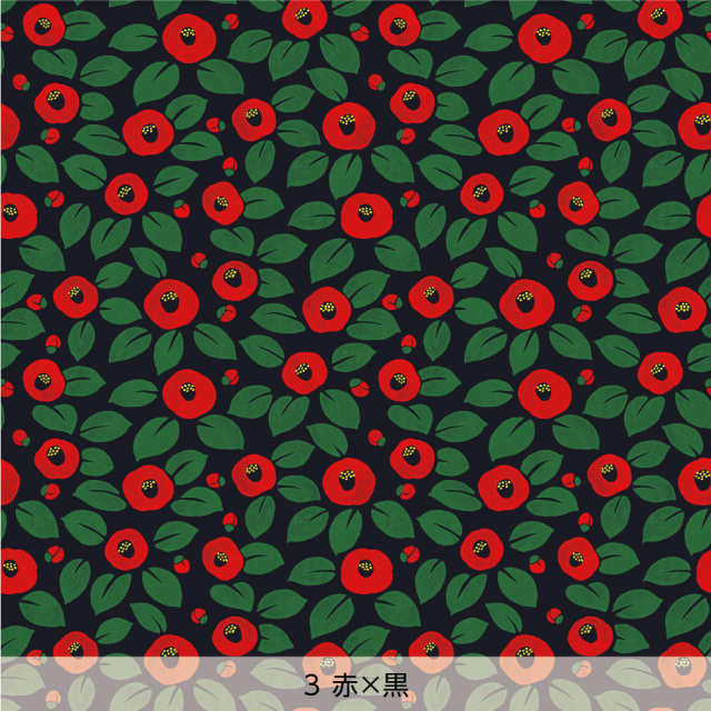 シール壁紙・広瀬順子の椿(赤×黒)