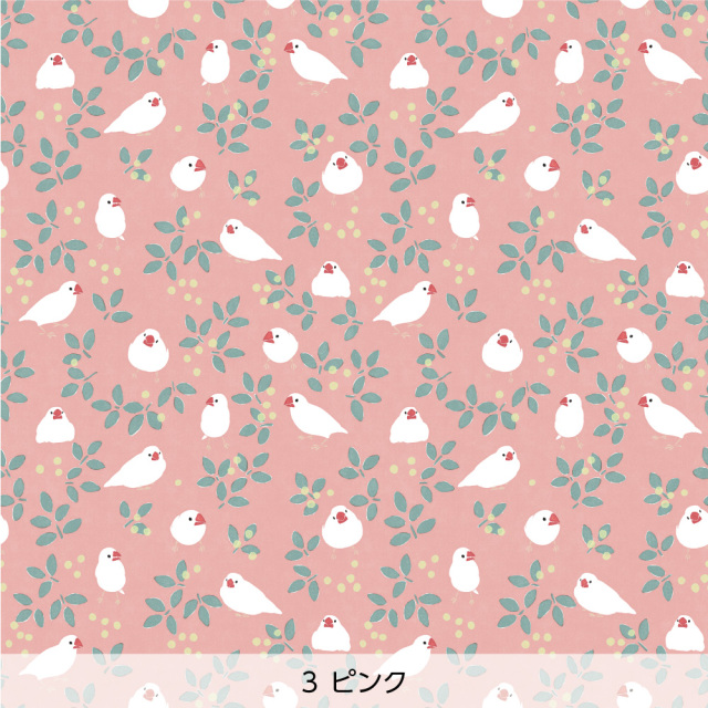 シール壁紙・広瀬順子の文鳥(ピンク)