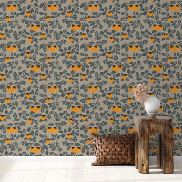 柿 ／ 広瀬順子（Tree Sparrow） 壁紙 Harokka