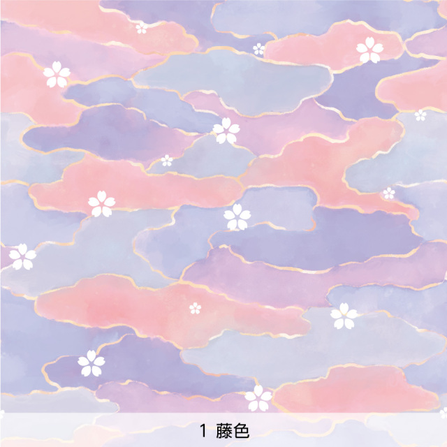 シール壁紙・chapeonyaの花霞(藤色)
