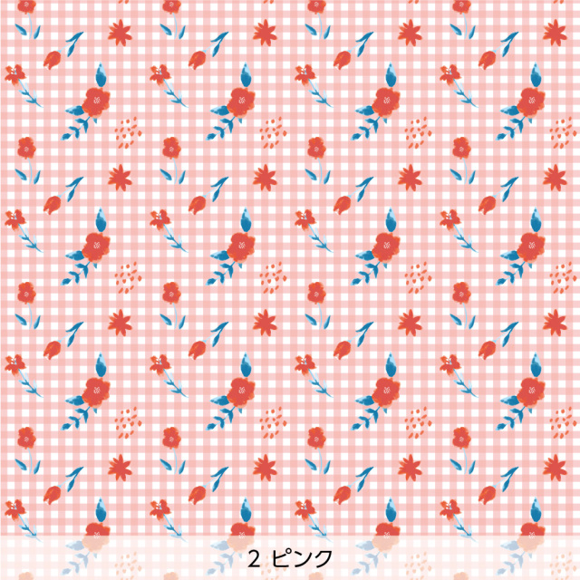 シール壁紙・chapeonyaのギンガムフラワー(ピンク)