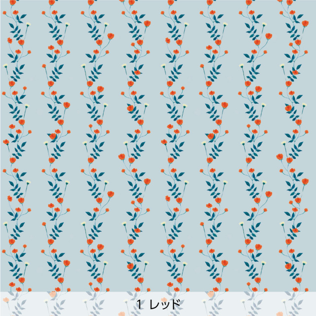 シール壁紙・chapeonyaの花ストライプ(レッド)