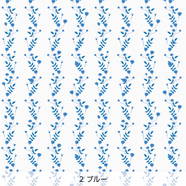 シール壁紙・chapeonyaの花ストライプ(ブルー)
