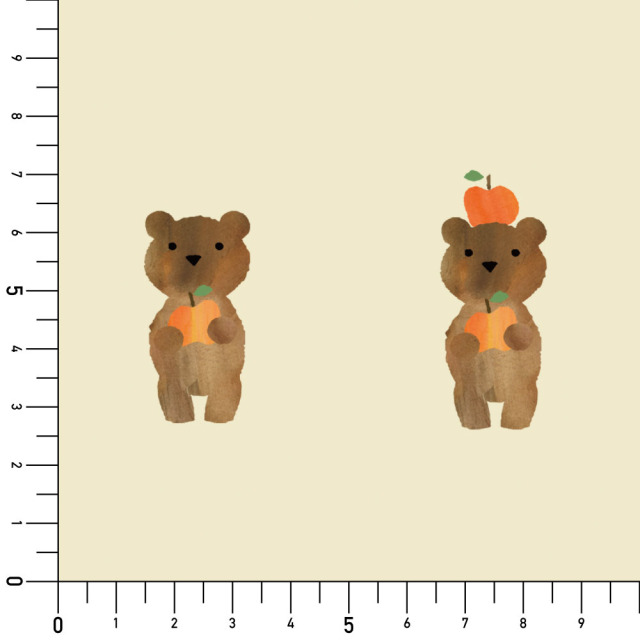 リメイクシート・tomoko arakawaのテディベアとリンゴ実寸サイズ表