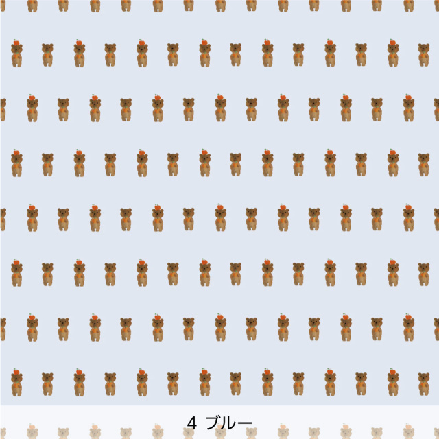 シール壁紙・tomoko arakawaのテディベアとリンゴ(ブルー)