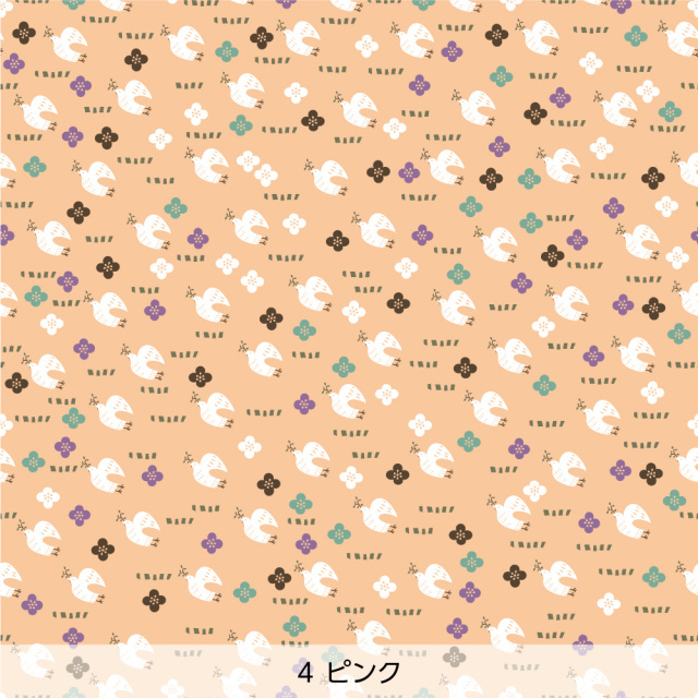 シール壁紙・tomoko arakawaの北欧の鳥とお花(ピンク)