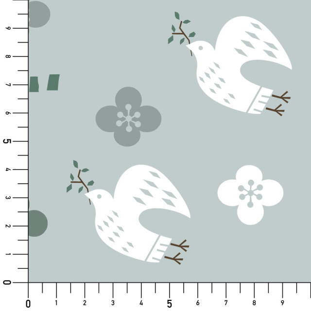 シール壁紙・tomoko arakawaの北欧の鳥とお花実寸サイズ表