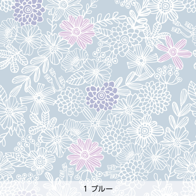 シール壁紙・tomoko arakawaのノルディックガーデン(ブルー)