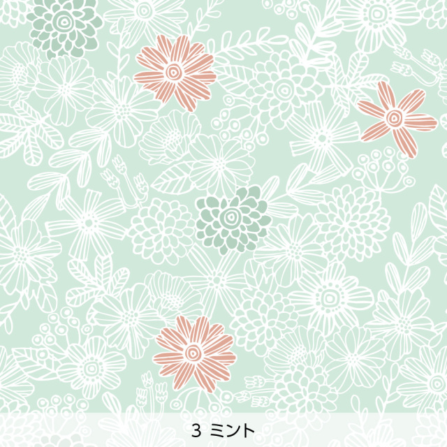 シール壁紙・tomoko arakawaのノルディックガーデン(ミント)
