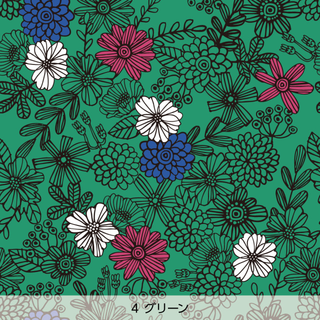 シール壁紙・tomoko arakawaのノルディックガーデン(グリーン)