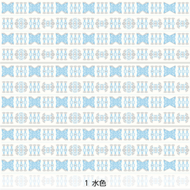 シール壁紙・Mayumi materiaaliのリボンとレース(水色)