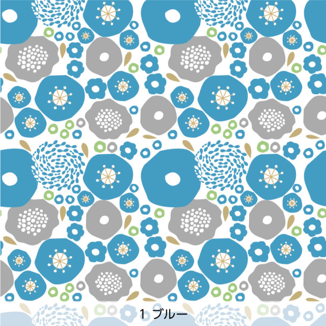 シール壁紙・Mayumi materiaaliの北欧の花たち(ブルー)