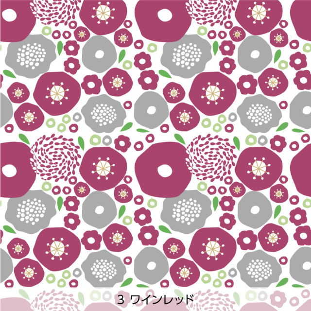 シール壁紙・Mayumi materiaaliの北欧の花たち(ワインレッド)